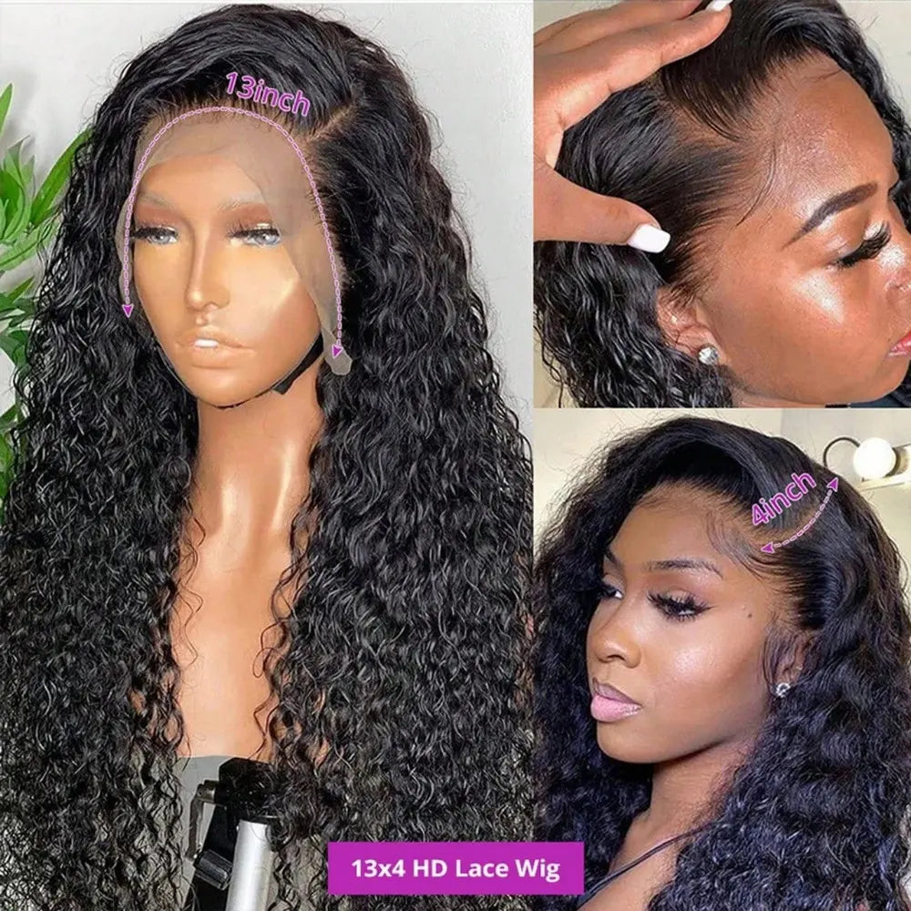 42 40 Inch 250% Density Jerry Curly 13x4 HD Lace Frontal Wig Glueless Pre Plucked Wet and Wavy Curly Human Hair Wig