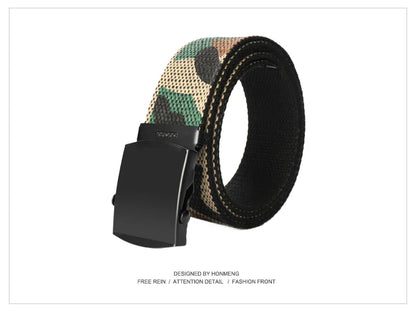 New Unisex Automatic Buckle Fashion Nylon Belt Classic Popular Casual Light Practical Woven Smooth Women Men Canvas Belt 3.8cm