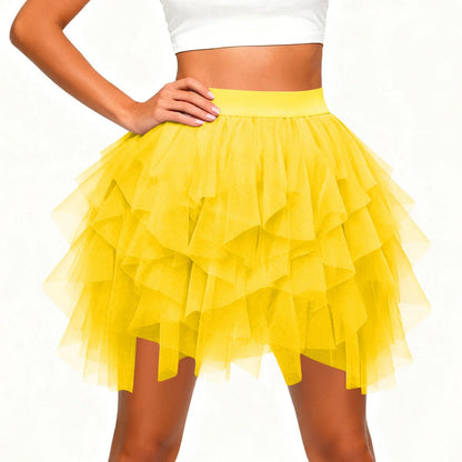 Women's Tulle Tutu Skirt Fashion Solid Color High Waist Mesh Skirt A-line Puff Skirt Cute Cake Skirt Cute Ballet Ball Half Skirt