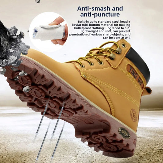 Four Season Labor Protection Shoes Anti Smashing Anti Piercing Steel ToeCap Anti Slip SafetyShoesWear-resistant Protective Shoes