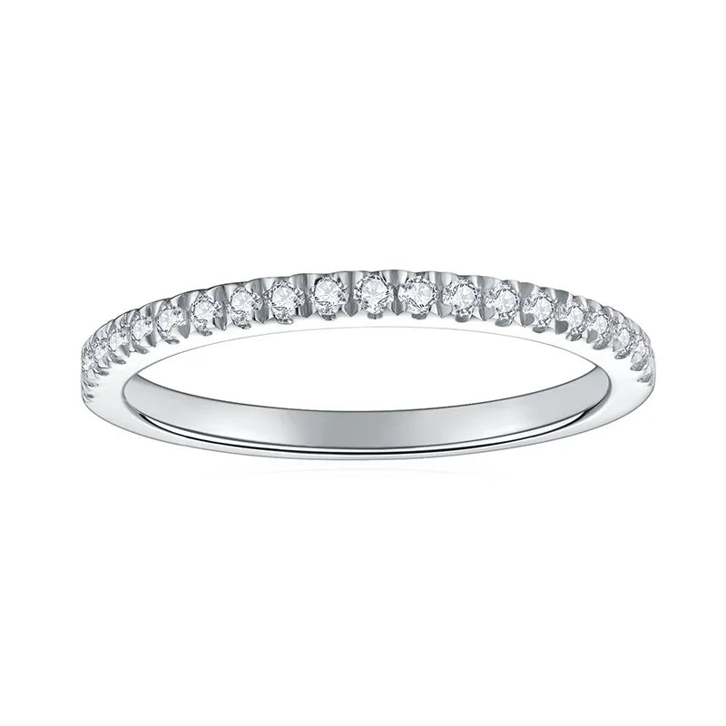 3pcs 0.2ct Moissanite Eternity Ring for Women Men 1.3mm 18k Gold Plated Sterling Silver Wedding Moissanite Band Jewelry