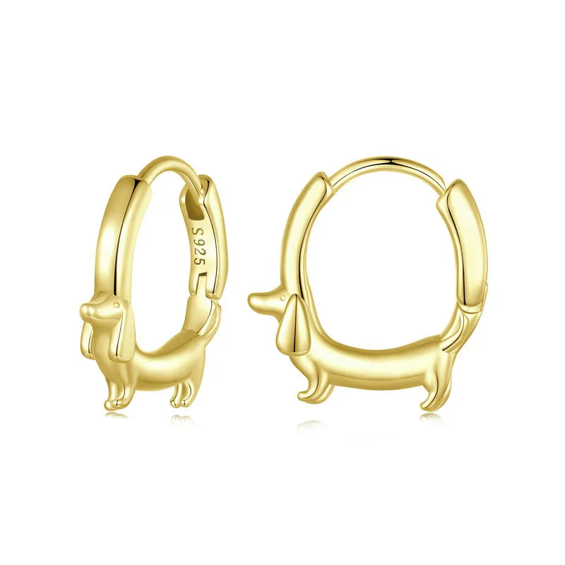 Snake Dog Cat Ear Buckles Women 925 Sterling Silver Dachshund Hoop Earrings Girl Party Birthday Gift Minimalism Jewelry