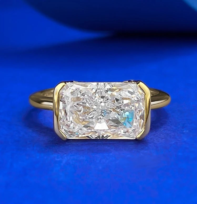 Vintage style broken ice cut 925 silver ring 7 * 11 high carbon diamond cube candy INS diamond ring light luxury gift
