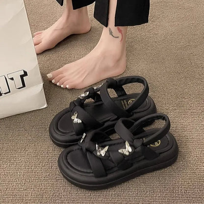 New Arrival Kids Sandals Children's Design Hollow-out Casual Sandals Soft Flat Strappy Sandals Girls Cute Bowknot Beach Shoes