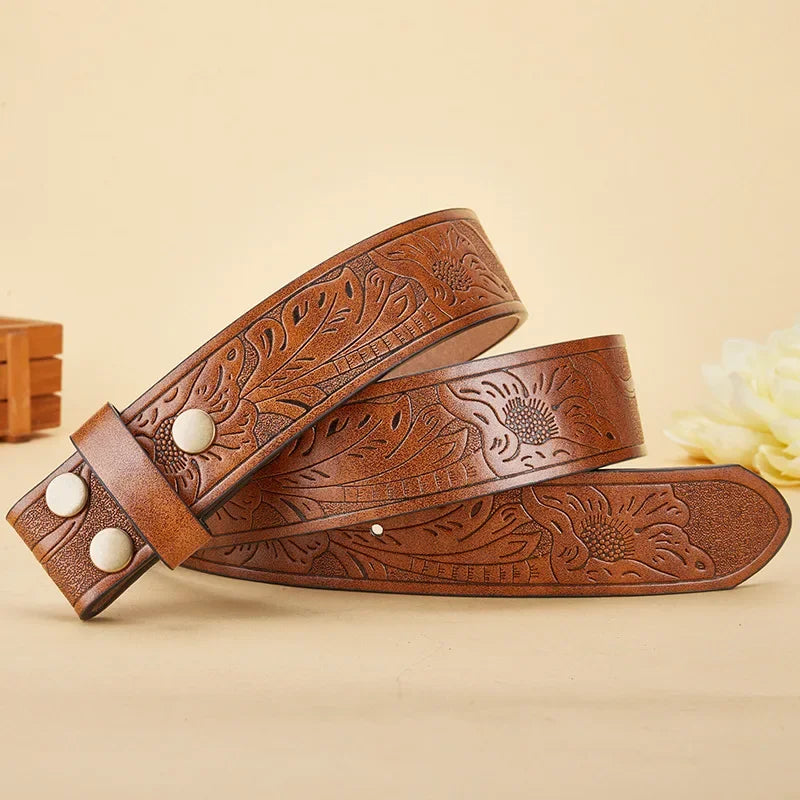 3.8cm Belts Without Buckle PU Leather Belt Body No Buckle Strap for Smooth Buckle Belt High Quality Male Belts