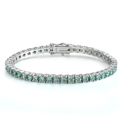 3/4mm GRA Certified Full Green Moissanite Tennis Bracelet for Women 18K Plated Lab Diamond 925 Silver Bracelet Men