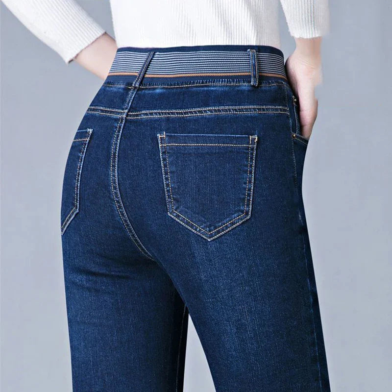 Women Casual Elastic High Waist Skinny Denim Pants