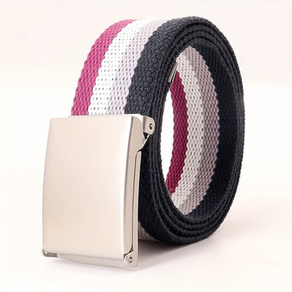Rainbow Pride Canvas Belt with Square Buckle - Versatile & Stylish for Jeans