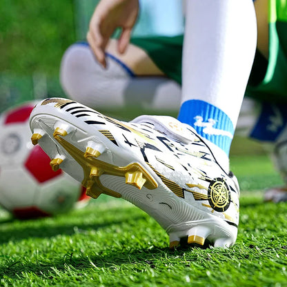 Hot Child Football Boots Outdoor Trainers Soccer Shoes For Kids Boys Hook Loop Football Sneakers Cleats Futsal Shoes Children