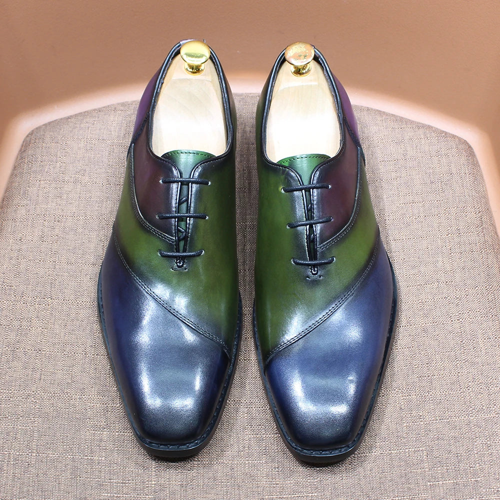 Fashion Mens Oxford Crocodile Pattern Cow Patent Leather Lace Up Wedding Party Office Formal Dress Shoes for Men Mixed Colors