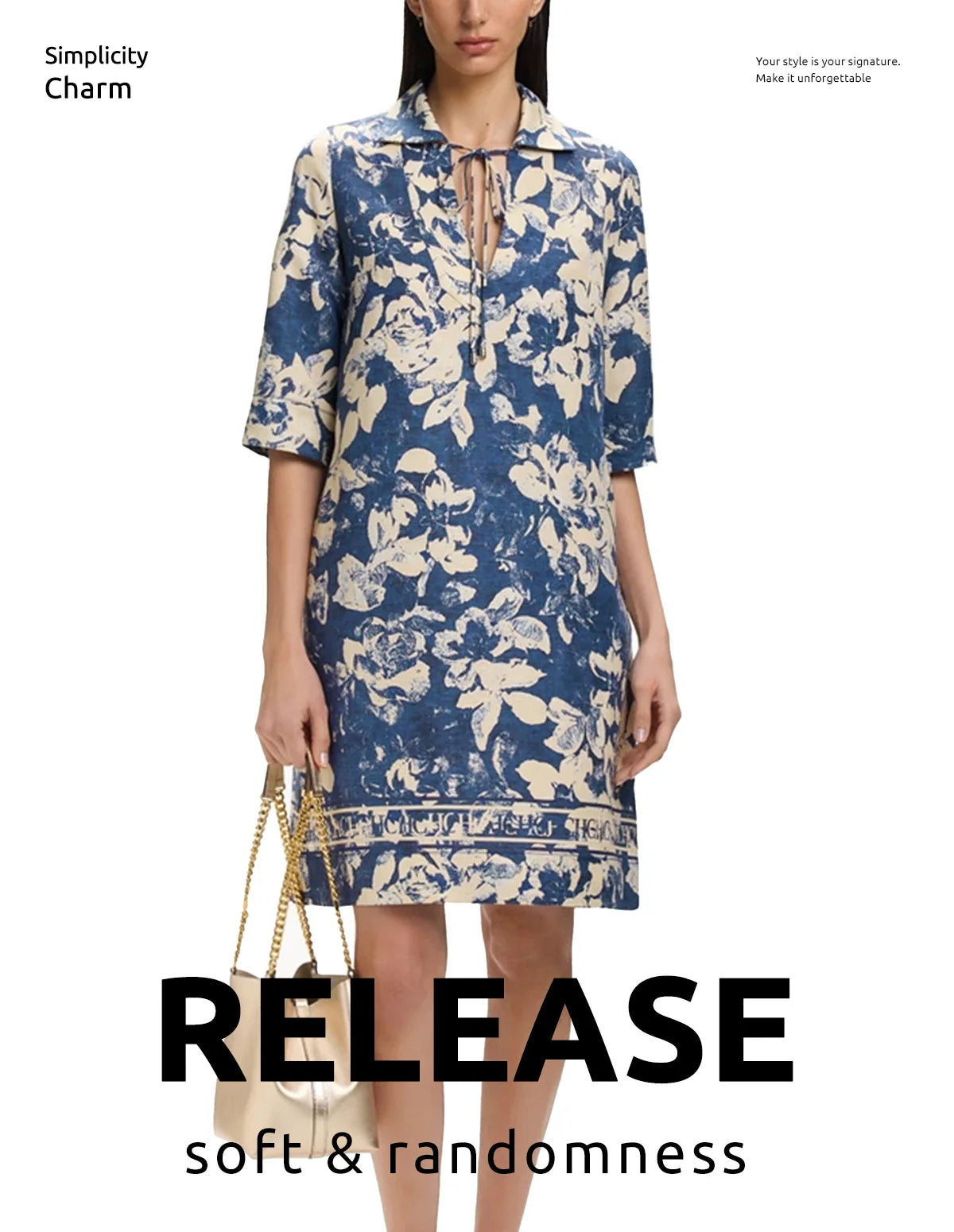 Summer Fashion Women Commuting V Neck Dresses Fashion Midi Printed New Lady Straight Dress