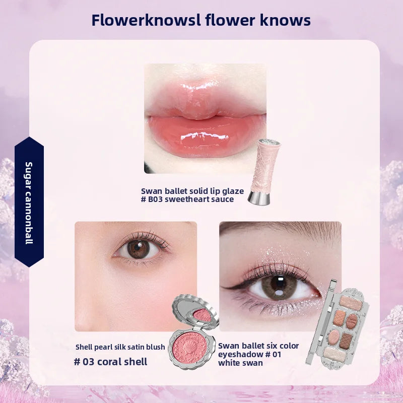 Gift Box Makeup Set Little Angel Full Box Lip Glaze Blusher Shell Jewelry Flower Know Birthday Gift Kit
