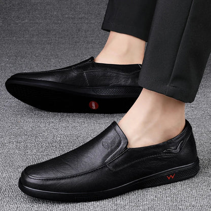 Men's Business Casual Shoes Handmade Layered Cowhide Rubber Bottom Leather Footwear for Office And Leisure