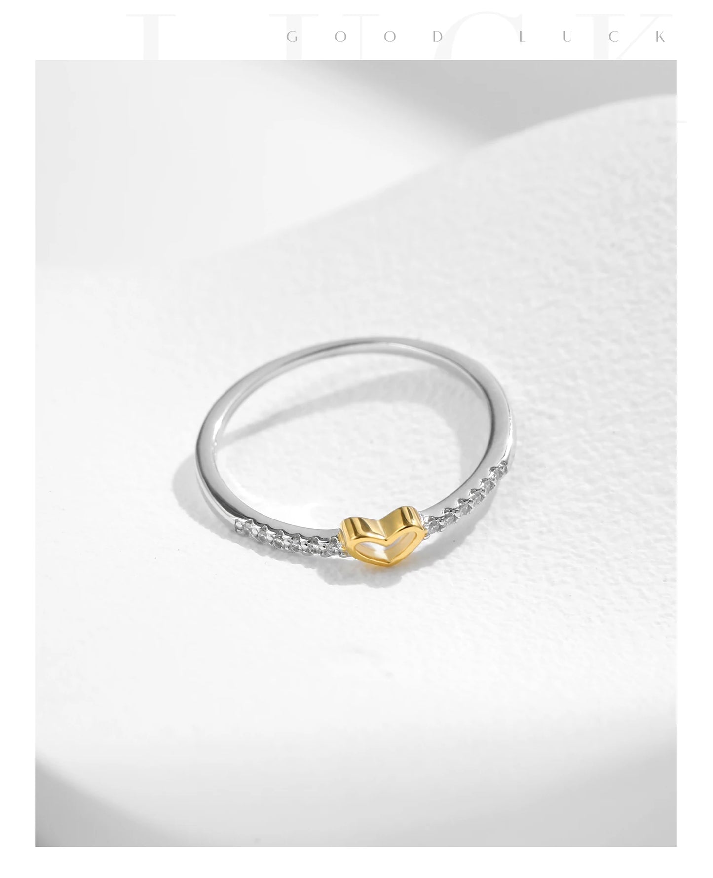 925 Sterling Silver Simple Romantic Heart Finger Ring Trendy Metallic Contrast Design Rings For Women Fine Jewelry