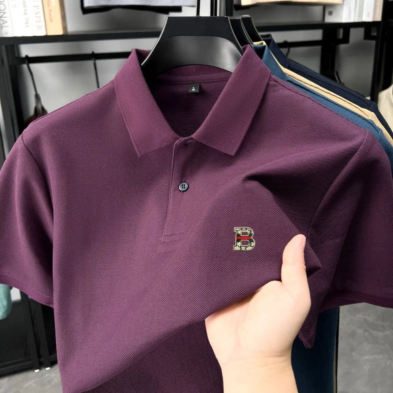 High end brand 100% cotton short sleeve polo shirt men's summer new soft breathable lapel T-shirt fashion letter embossed top