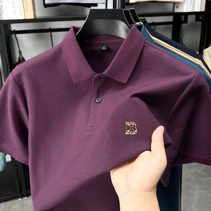 High end brand 100% cotton short sleeve polo shirt men's summer new soft breathable lapel T-shirt fashion letter embossed top