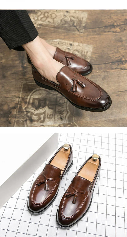 Classic Men Casual Loafers Driving Shoes Moccasin 2025 Fashion Male Comfortable Summer Leather Shoes Men Lazy Tassel Dress Shoes