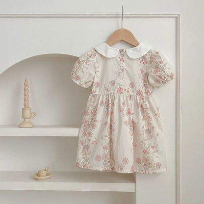 Sweet Princess Dress European and American Style Summer New Flower Printed Children's Clothing Girls Dresses