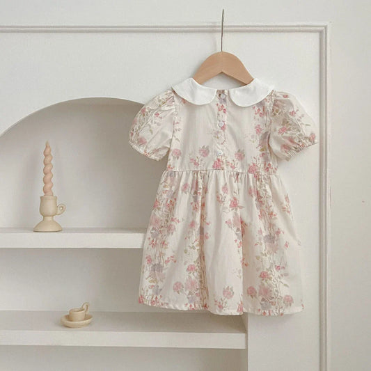 Sweet Princess Dress European and American Style Summer New Flower Printed Children's Clothing Girls Dresses