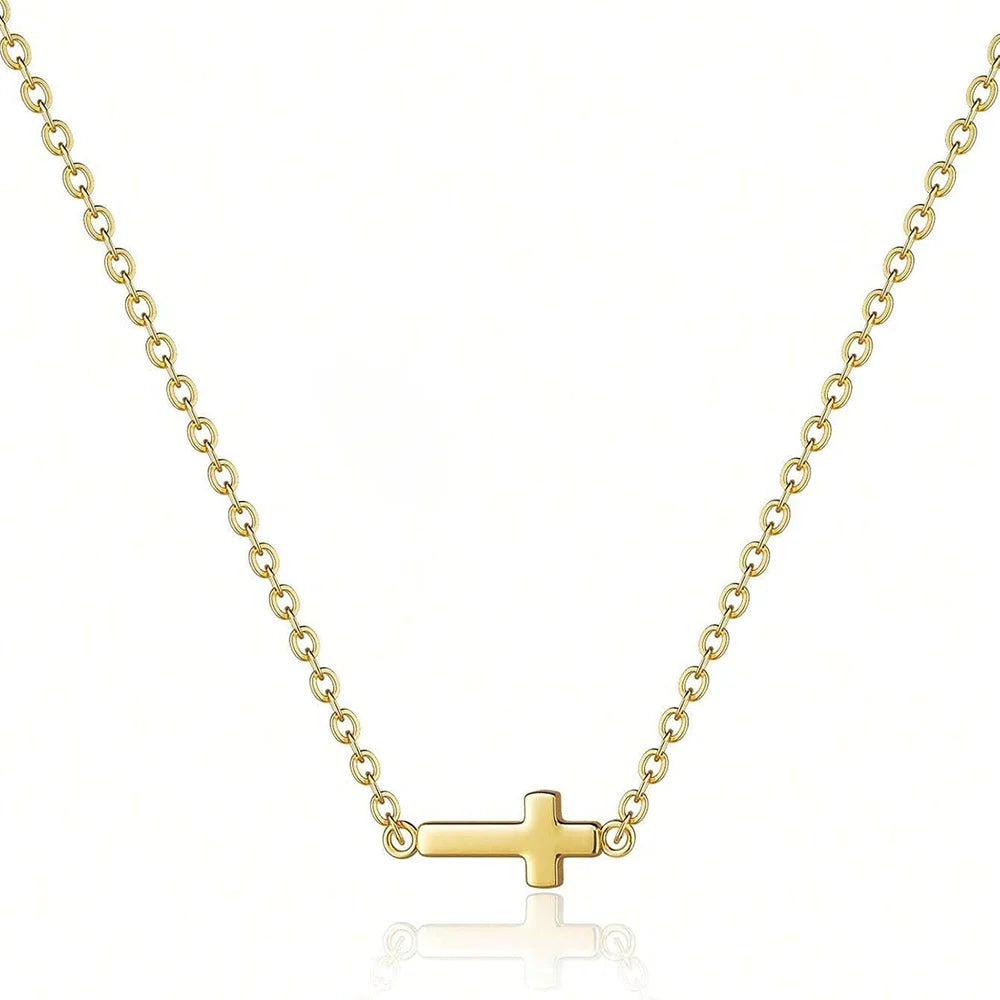 Stainless Steel Delicate Vintage Cross Pendant Necklace Simple Fashion Faith For Women Jewelry Daily Commuter With