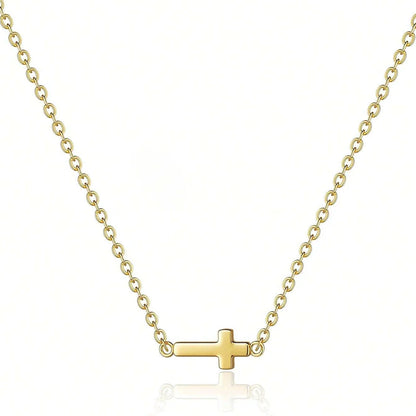 Stainless Steel Delicate Vintage Cross Pendant Necklace Simple Fashion Faith For Women Jewelry Daily Commuter With