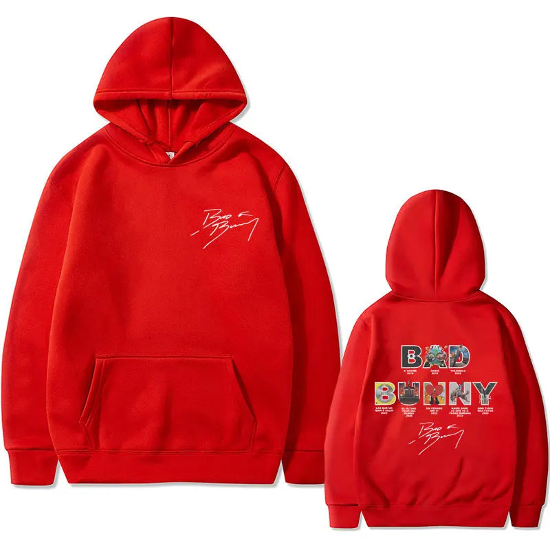 Rapper Bad Bunny Music Album Cover Graphic Hoodie Men Women Hip Hop Oversized Hooded Tracksuit Male Casual Fleece Cotton Hoodies
