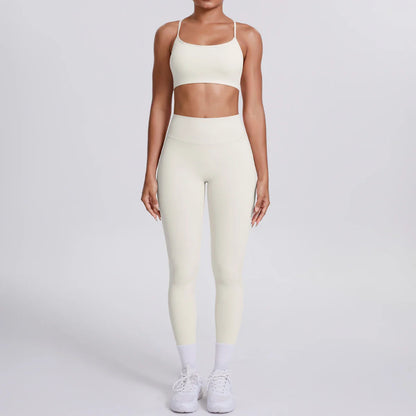 Yoga Suit Sports Set Gym Seamless High Impact Sports Bra Women's High Waist and Hips Tight Peach Buttocks Pants Womens Sportswea