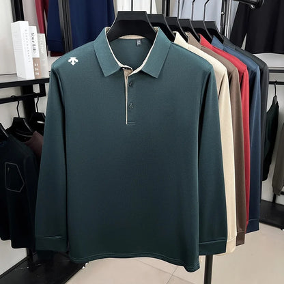 Autumn Hot Sales New Men's Polo Shirt High Quality Lapel Exquisite Print Long Sleeve T-Shirt Wrinkle Resistant Business Menswear