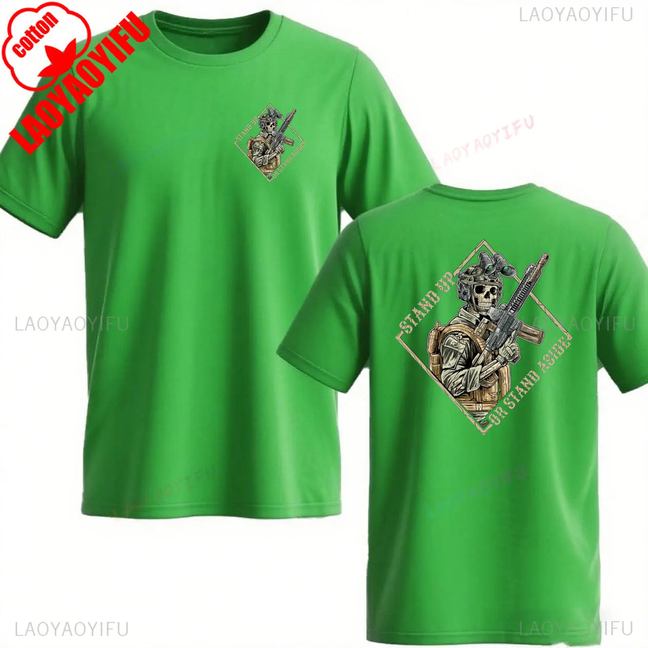 Stand Up or Stand Aside Military Tactical Warrior Skeleton Shirt T-Shirt Gym Military Shirt Graphic T Shirts Cotton Men Clothing