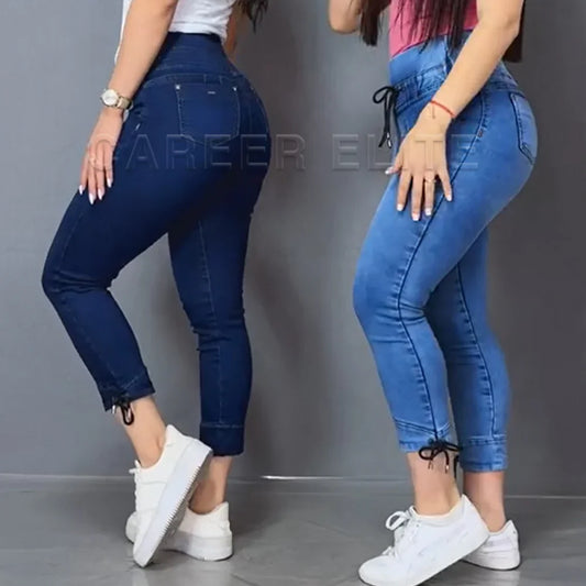 New Trend Women Skinny Jeans High Waist Fashion Casual Cropped Jeans Slim Fit Denim Pants Spring Autumn Washed Stretch Trousers