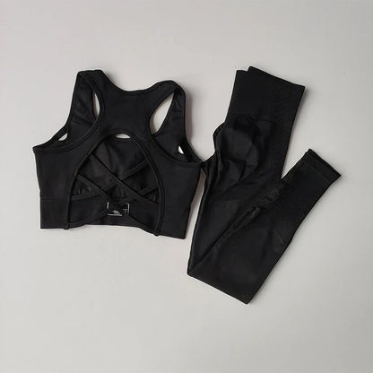 Women's Workout Set 2 Piece, High Impact Sports Bra and High Waist Leggings, Quick Dry Fitness Yoga Suit