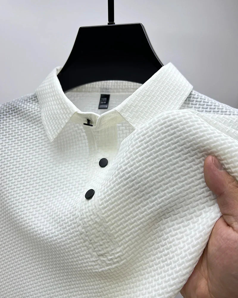 Upto EUR Sizes Tall Man Brand Top-Quality Men's Golf Shirt Lop-up Hollow Short-sleeved Polo Shirt SummerIce Silk Breathable Tee