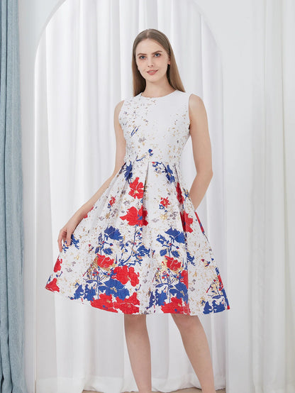 Women Elegant Fashion Flower Jacquard Dress Lady Clothing 2024 New Summer Ball Gowns Party Dresses Vestidos