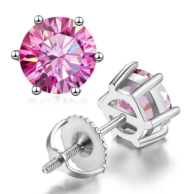0.5-2CT Screw Moissanite Stud Earrings for Women Classic Sparkling Wedding Party Jewelry Original 925 Sterling Silver GRA