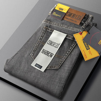 2026 Spring Summer Thin Jeans Classic Style Fashion Stretch Regular Fit Denim Trousers Male Brand Men's Washed Light Blue