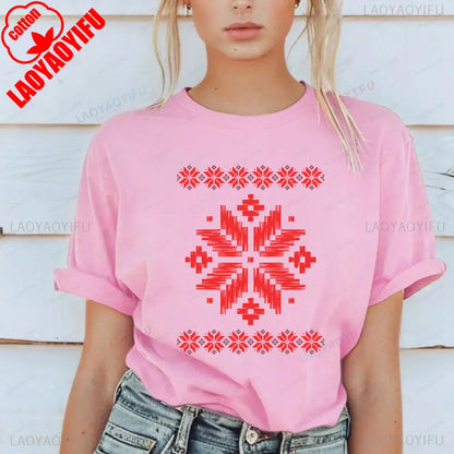Shirt Ornament Print Shirt Ukraine Shirt Ukrainian T-shirt Gift for Women High Quality Cotton Tops Creativity Style