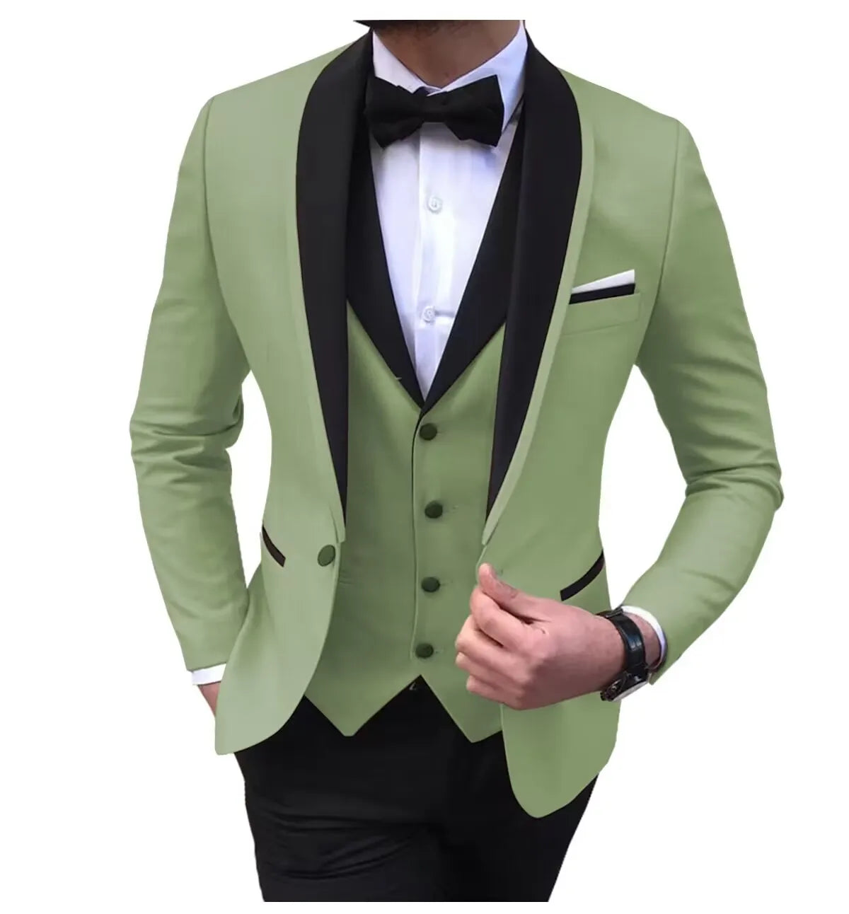 Latest Solid Casual Men's Suit Slim Fit Blazer Male Groom Tuxedos Wedding Business Party Suits 3 Pieces Sets(Jacket+Vest+Pants)