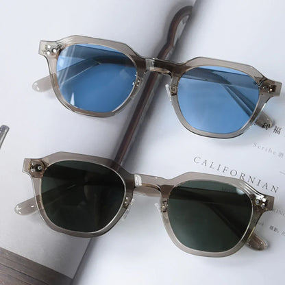 retro sun glasses for women TR90 frame polygon polarized sunglasses uv400 male green brown 2023 summer