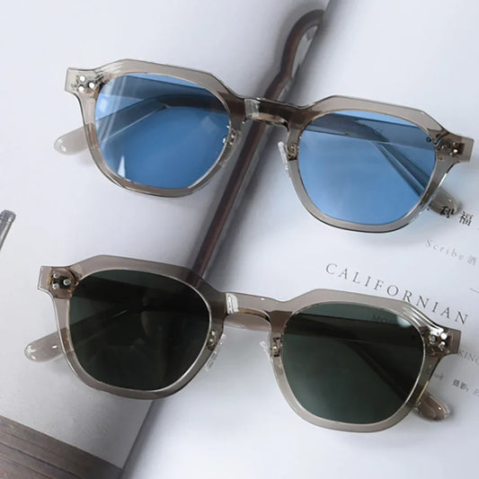 retro sun glasses for women TR90 frame polygon polarized sunglasses uv400 male green brown 2023 summer
