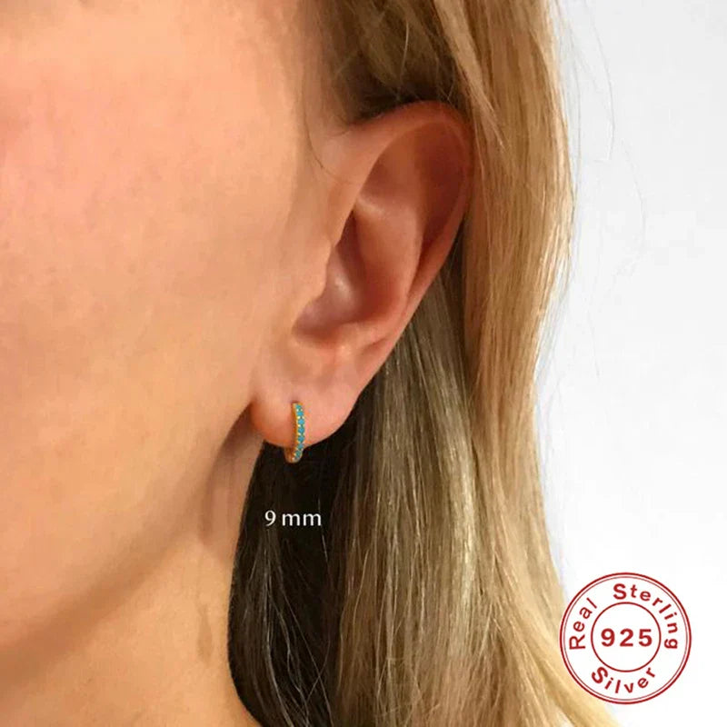 Silver 925 1 pair Women Small Hoops Earring Piercing Ear Cartilage Tragus Simple Thin Circle Anti-allergic Ear Buckle