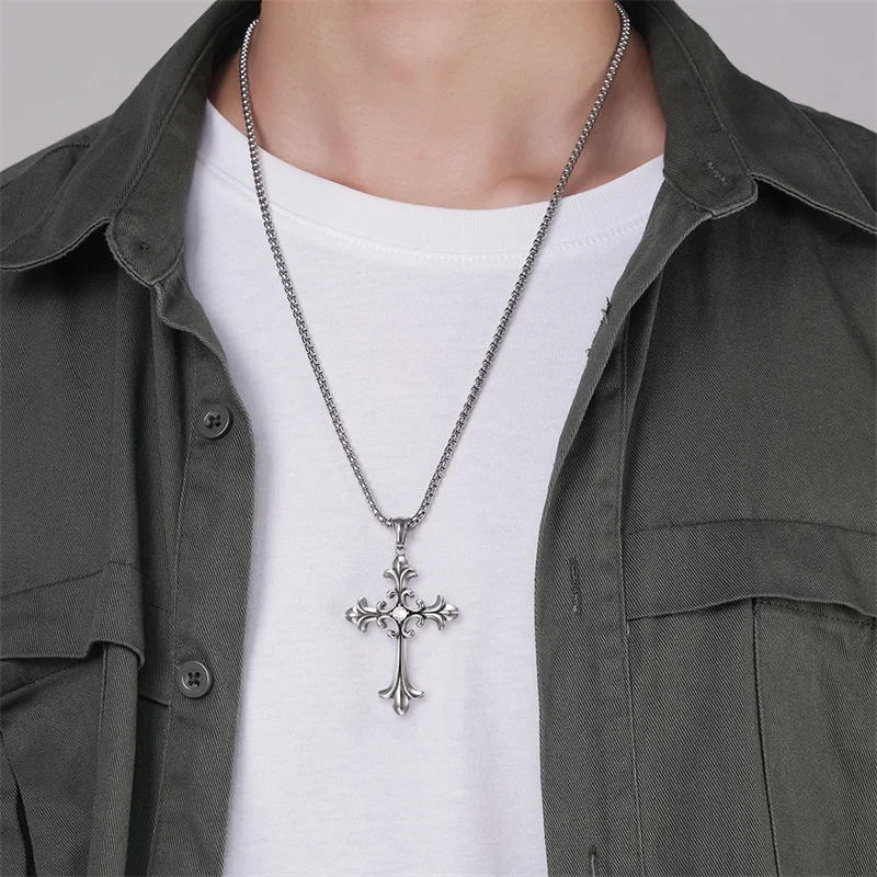 European And American Fashion Personality Retro Gothic Cross Necklace For Men And Women Street Hip-Hop Trendsetters Versatile Pe