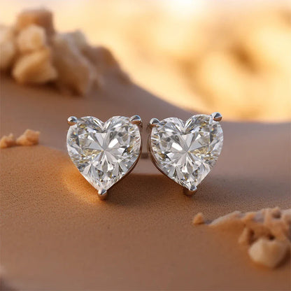 Heart Shape Moissanite Stud Earrings for Women Men 1/2/4carat  Certified Lab Diamond Ear Studs S925 Silver Plated 18k Gold