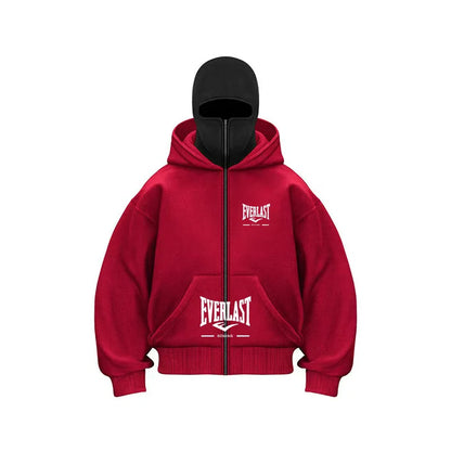 New Double Hooded fleece Women's Balaclava Hoodie Zipper Warmth Autumn/Winter Men's Clothing Masks Men's/Women's Same Style
