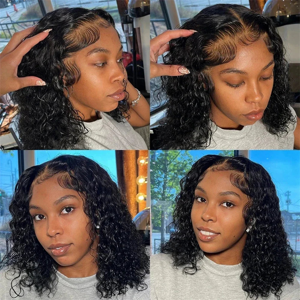 200% Density Burmese Curly Short Bob Wig Human Hair Bob Wigs Deep Wave 13x4 HD Lace Frontal Wig 4x4 Lace Closure Wig Virgin Bob