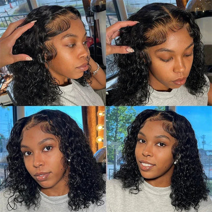 200% Density Burmese Curly Short Bob Wig Human Hair Bob Wigs Deep Wave 13x4 HD Lace Frontal Wig 4x4 Lace Closure Wig Virgin Bob