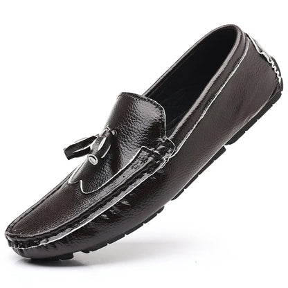 Sapatos Masculinos Loafers Confortáveis Slip-on Mocassins para Dirigir Calçados Masculinos Marca Marrom de Couro Sapatilhas Casuais para Homens