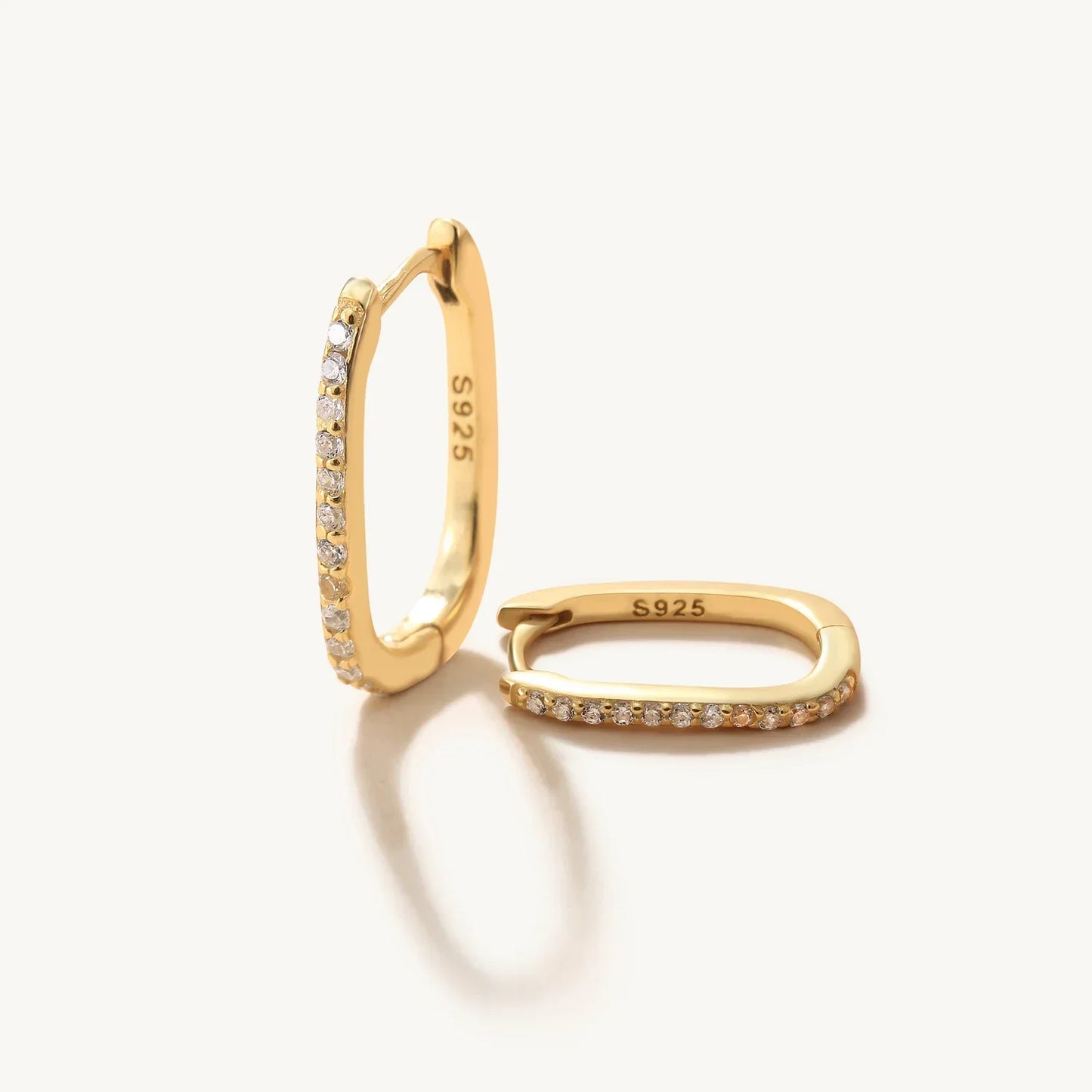 925 Sterling Silver Square Piercing Huggie Hoop Earrings for Women Simple Cubic Zirconia Earings Fine Jewelry Pendientes