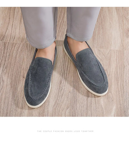 Men's Suede Leather Comfort Loafers, Flat Casual Slip-on Shoes, Fashion Suede Flats, Classic Round Toe Soft Leather Loafers 2026