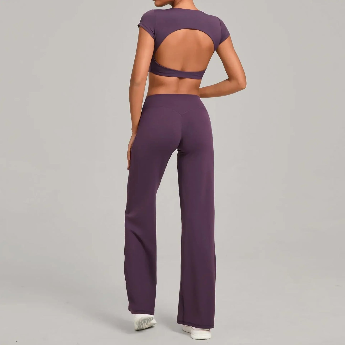 Tight-Fitting Backless Yoga Quick-Drying Straight-Leg Pants Sports Fitness Running Two-Piece Set for Women Gym Workout Yoga Suit