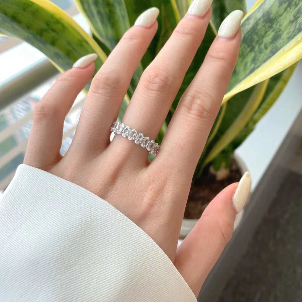 D VVS1 3*5mm Oval Moissanite Rings for Women Men Engagement Wedding Eternity Bands with GRA s925 Sliver Plated 18k Ring